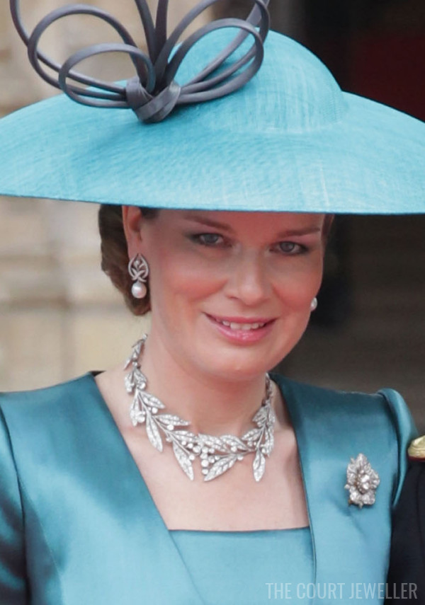 29 Apr 2011: The Duchess of Brabant wears the Laurel Wreath Necklace at Westminster Abbey